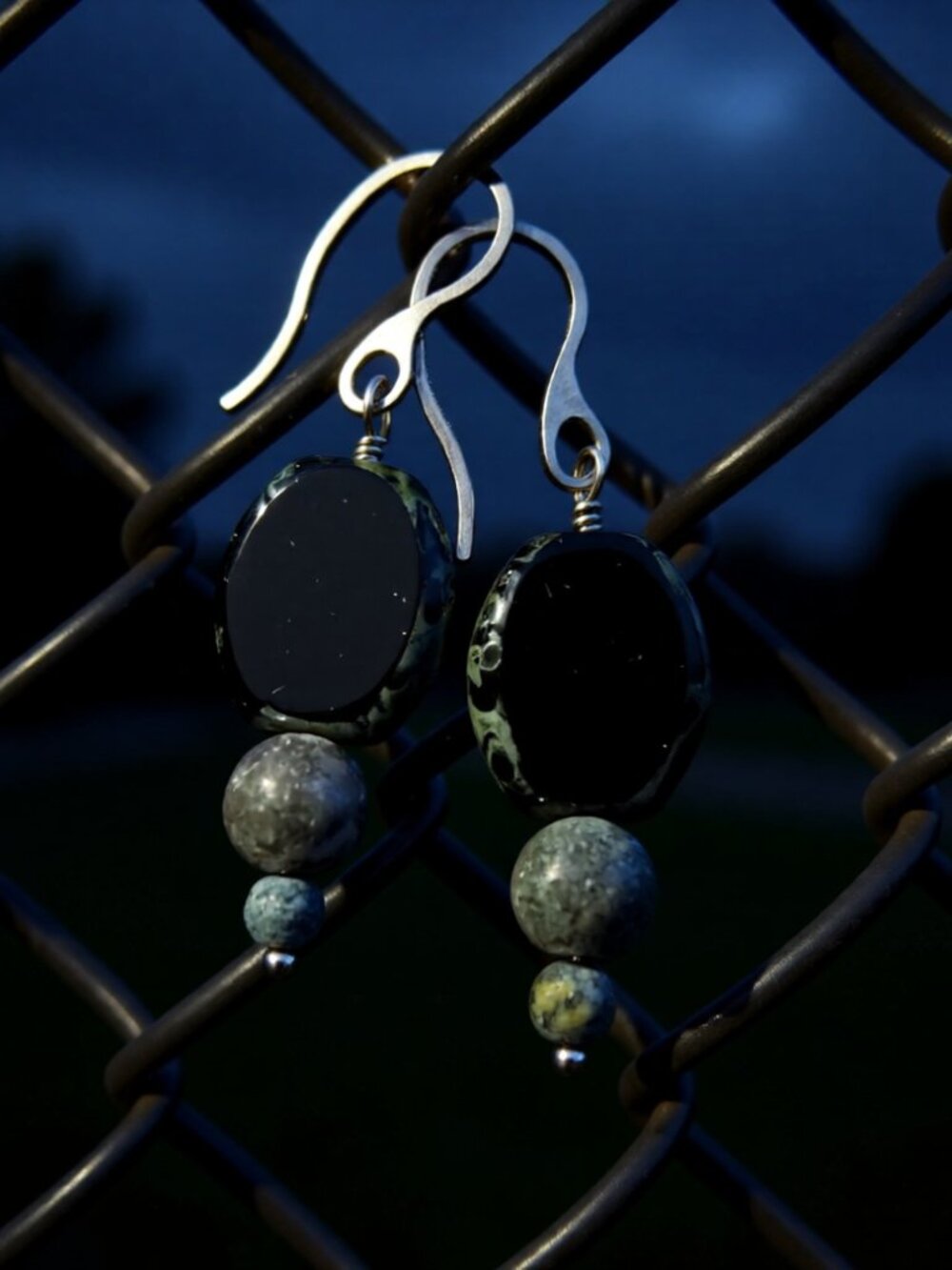 Handmade Earrings - Edgy Stone - Gray Black - Goth Grunge Punk Darkwave Alt